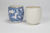 Beakers - porcelain embossed and hand painted with cobalt, height 9cm